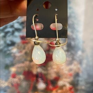 Iridescent Opal Moonstone Teardrop Earrings